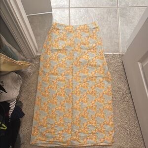 NWT Rhythm Yellow and Blue Skirt with Elastic Waistband